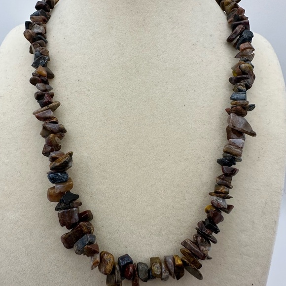 B.Rising Jewelry - Natural Pietersite Chips Beaded Necklace with Gold Tone Hardware